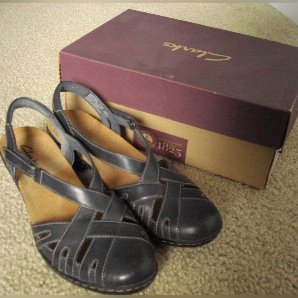 Clarks Solid Navy Blue Sandals